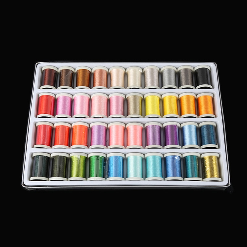40 Colors/Box Reels Embroidery Machine Sewing Thread Knitting Yarn Spools Craft Embroidery Thread Floss Kit DIY Sewing Tools
