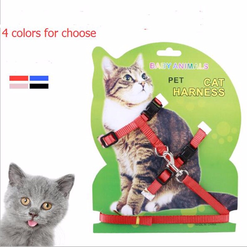 Conjunto de arnés y correa de nailon para gatos productos para mascotas para animales correa de arnés de tracción ajustable para perros gato gatito cuello Halter para gato