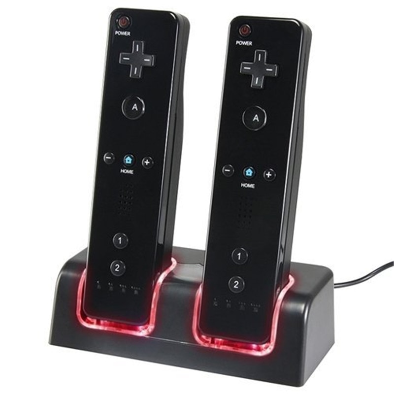 ! Use Blue LED light Remote Controller Dual Charging Dock Station + 2x 2800mAh Battery Pack With for WiiBest