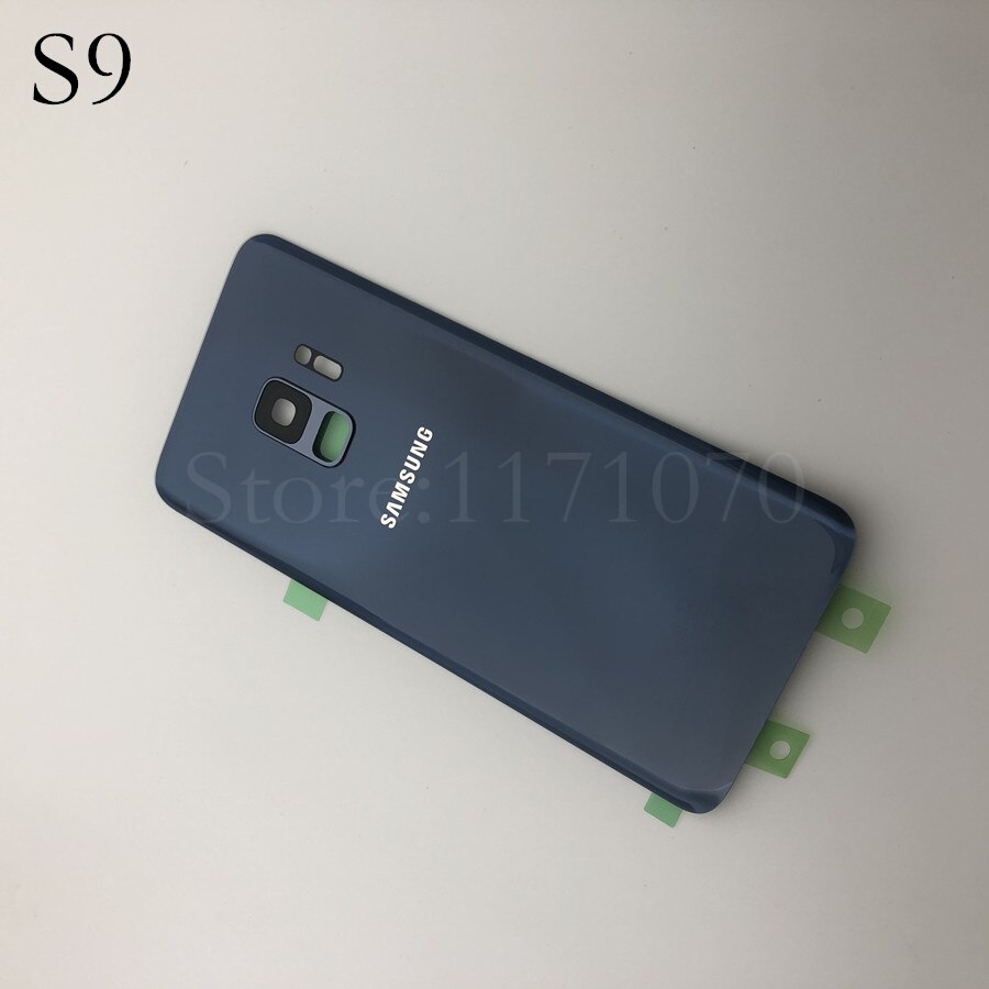 For Samsung Galaxy S9 Plus s9+ G965 SM-G965F G965FD S9 G960 SM-G960F G960FD Glass Battery Back Cover Door Housing Replacement: s9 blue