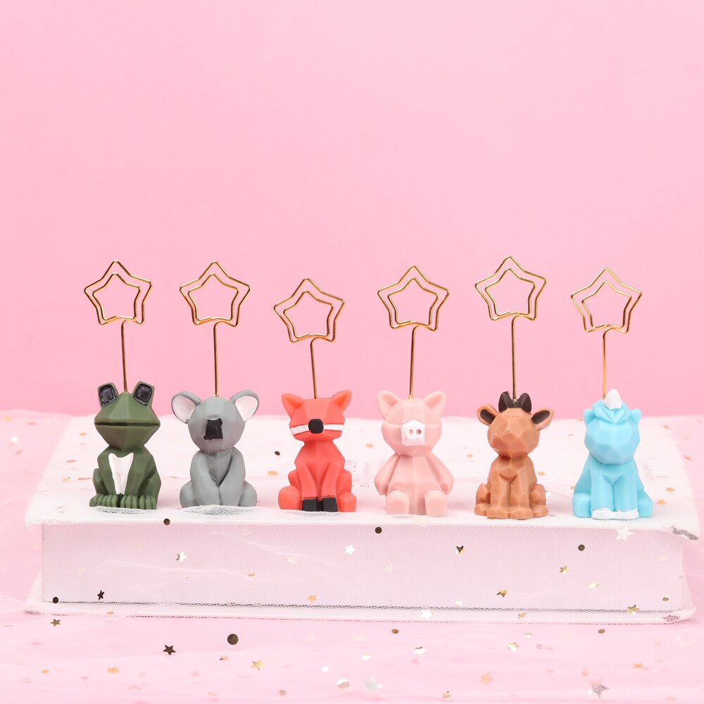 1pc Cute Animal Photo Paper Clip Holder Desk Koala Unicorn Card Memo Clip Wedding Favors Place Card Decoration Birthday