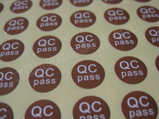 3000pcs/lot QC PASS Diameter 10mm Self-adhesive paper label sticker for factory control, Item No. GU08: brown