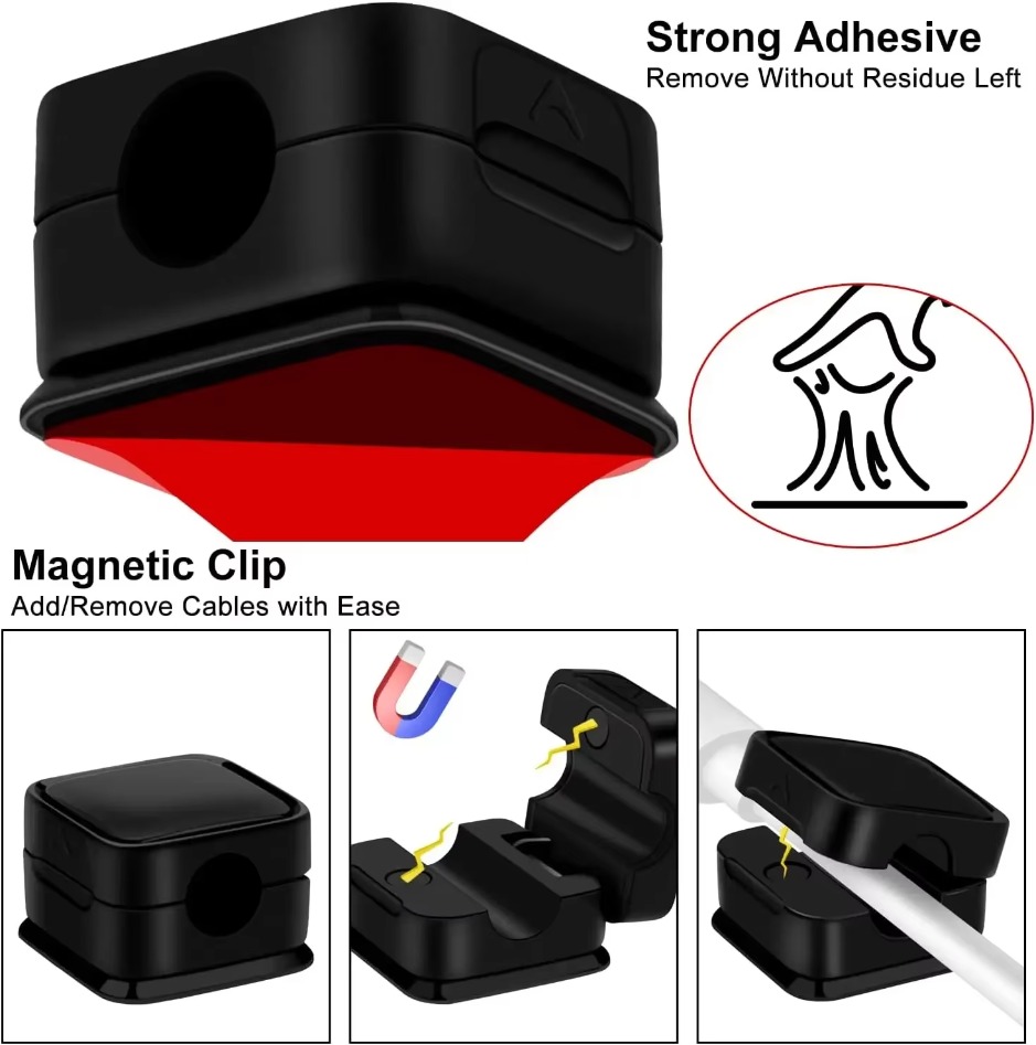 XIKCU 6 Stück Kabel-Organizer, magnetische Steckerbox, Silikon-Kabelaufwicklung, flexible Kabelmanagement-Clips für Maus, Kopfhörer