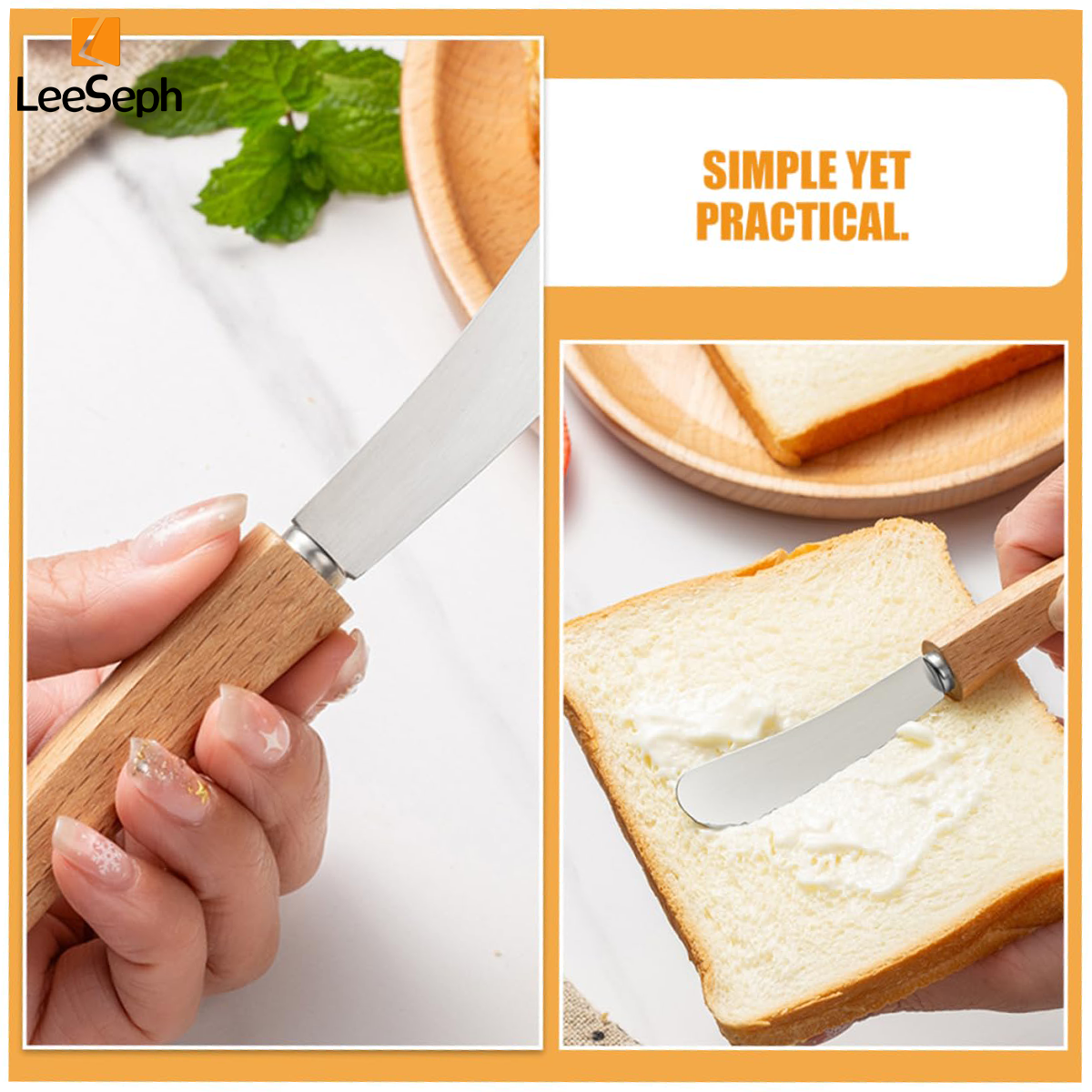 Juego de cuchillos esparcidor de mantequilla, cuchillos para esparcir sándwich de acero inoxidable con mango de madera, raspadores de mermelada de queso y crema de mantequilla