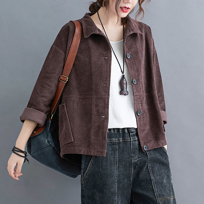 Pocketed Button Down Collared Neck Jacket main image 0