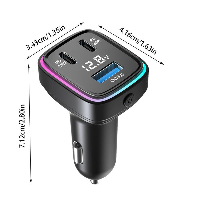 Auto Telefoon Oplader Auto Telefoon Usb C Adapter Auto Snel Opladen Auto Telefoon Oplader 3 Poorten Autolader Adapter Met Spanning &