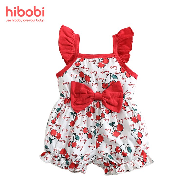 Hibobi Baby Meisje Schattig Cherry Print Strik Bodysuit