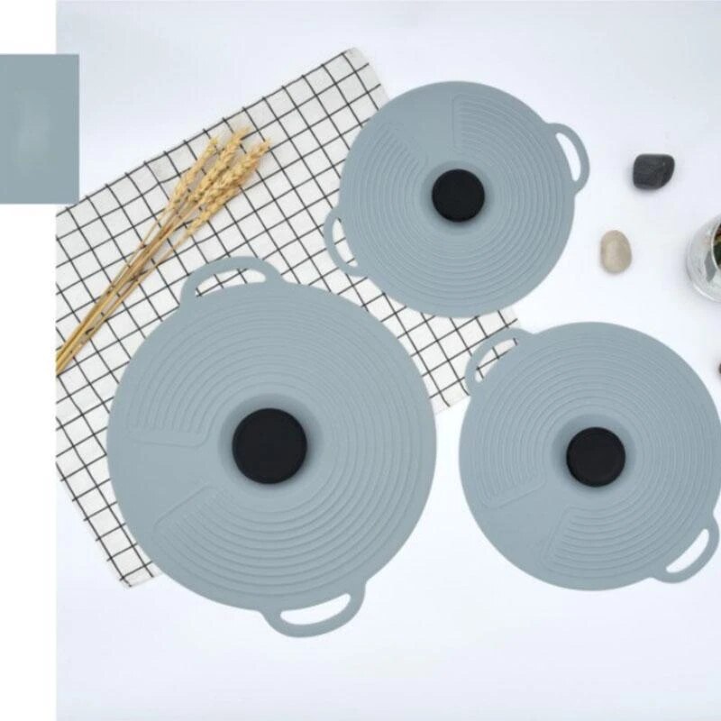 Tapa elástica de silicona reutilizable, tapa Universal para olla, cuenco, sartén, comida fresca: GRAY / 23 27cm