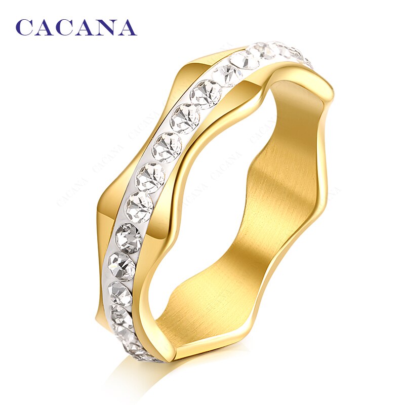 Cacana Rvs Ringen Voor Vrouwen Cz Wave Vorm Sieraden Geen. R86