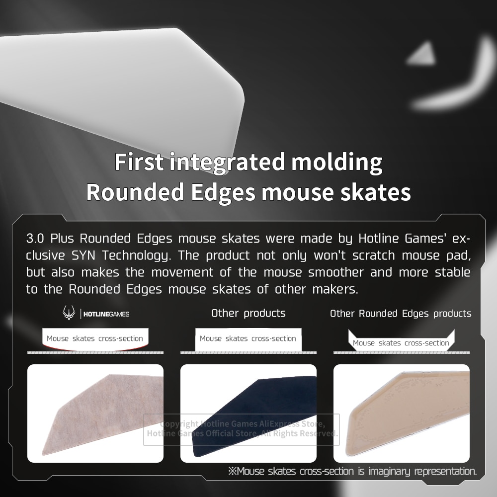 2Sets Holtine Games 3.0Plus Rounded Curved Edges Mouse Skates for Glorious Model O / Model O- Gaming Mouse Feet Pad Replacement