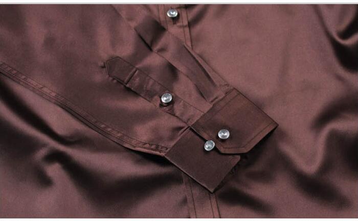 Jurk Shirts Mannen Zijde Shirt Tuxedo Shirts Plus Size: s-XXXXXL Koreaanse Mannen Bruin Shirt Slim Fit Shirts