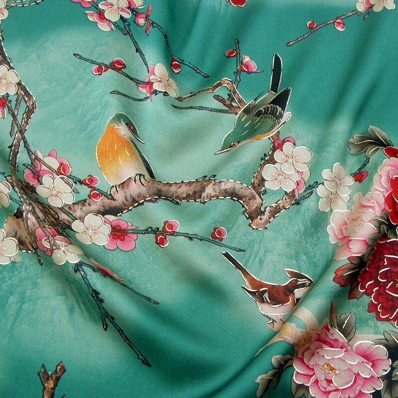 Blomst træ fugl delikat høj kvalitet behagelig blød efterligning silke imitation sky garn klud tøj diy stof kunst stoffer: 4