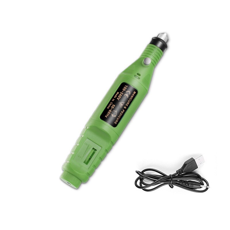 Electric Nail Drill Machine sander nail electric Manicure machine USB Charging nail drill Machine Nail File Equipment Tools: USB green