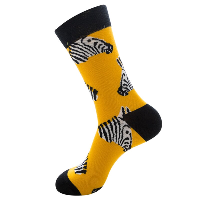 1 pair men socks combed cotton bright colored funny socks men's calf crew socks for business causal dress wedding: 19