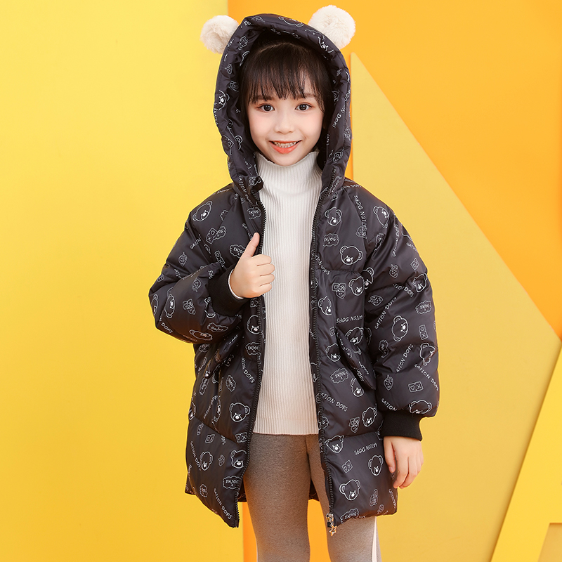 Peuter Meisje Winter Kleding Cut Konijn Hooded Jassen Voor Meisjes Cartoon Patroon Rits Baby Parka 'S &amp; Down