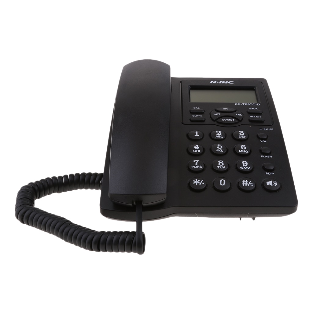 Landline Phone, Corded Desktop Telephone, Caller ID Display/Volume Adjustable for Home/Office Black