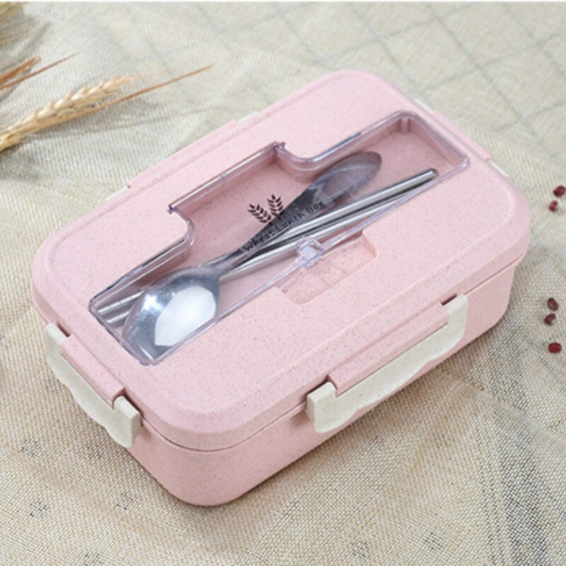 Baby Food Milk Bottle Storage Insulation Bag Microwave Lunch Box Wheat Straw Dinnerware Food Storage Container for Children Kids: E274-Pink