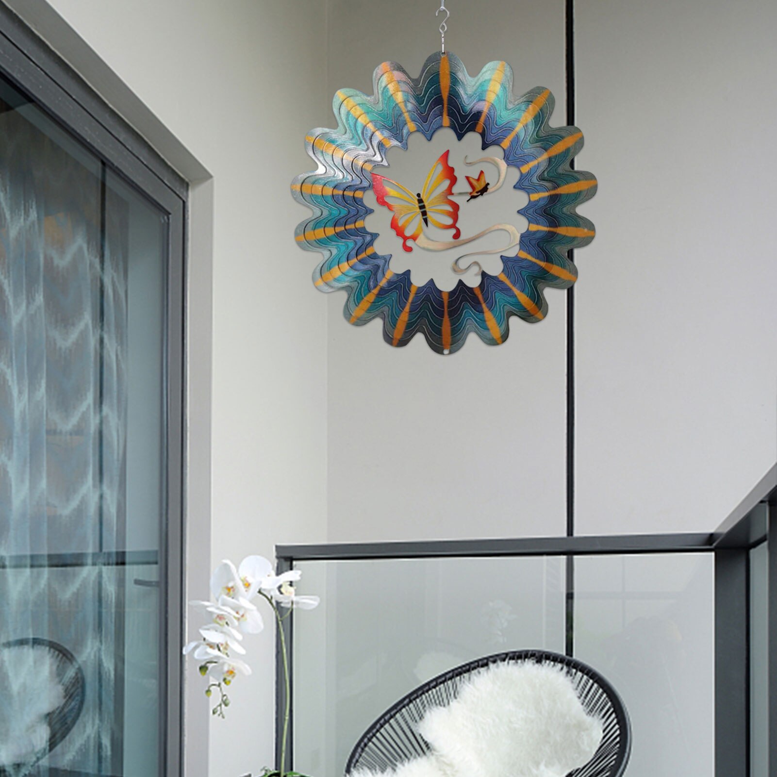 12 Inch 3D Metal Wind Spinner 3D Stainless Steel Indoor Outdoor Pendent For Home Garden Decoration