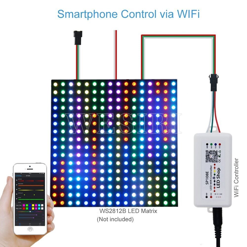 Sp108e wifi led controller trådløs smart app controller til  ws2812b ws2811 ws2813 apa 102c led strip lys  dc5-24v