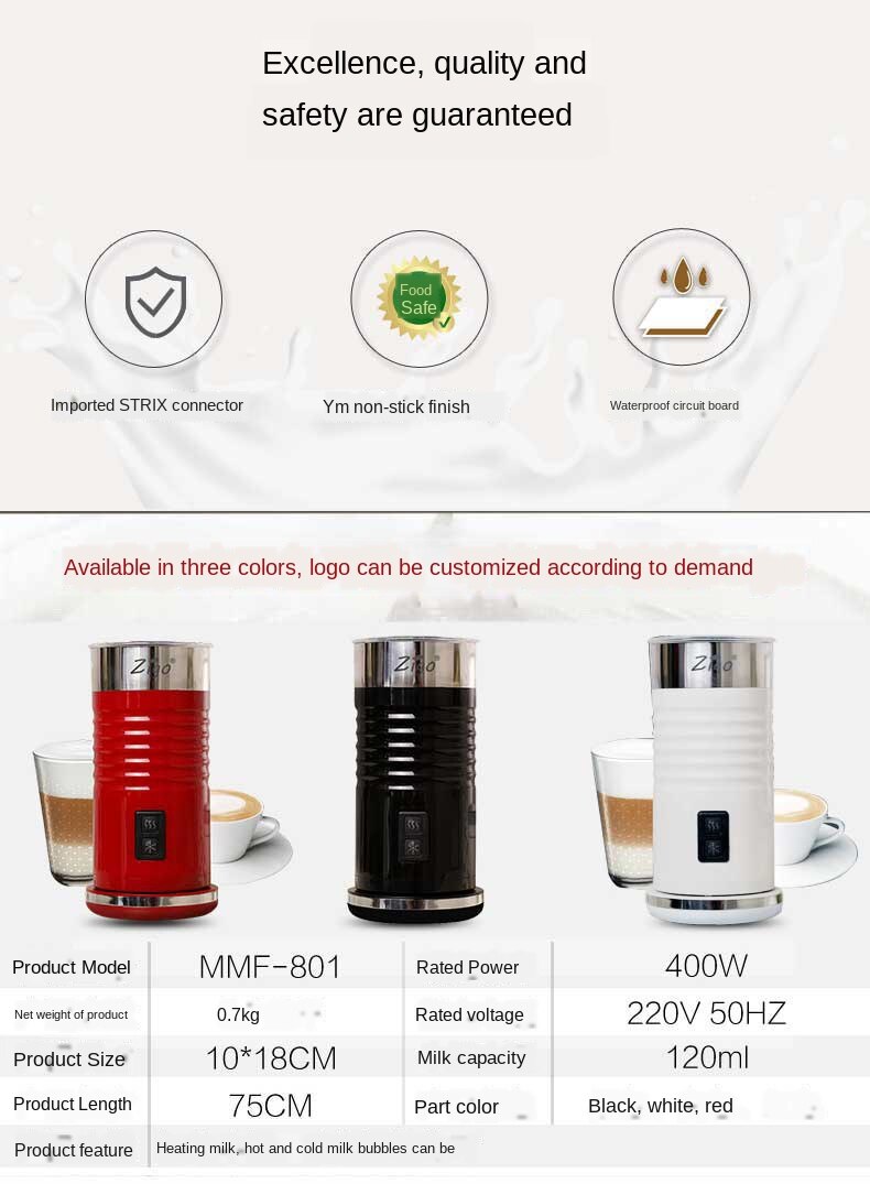 Elektrisk mælkeskummer /kold automatisk brug af mælkeskummer kaffemaskine flødekande creamer mælkevarmer til latte cappuccino 220v