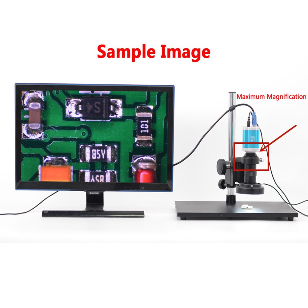 Indústria microscópio câmera c-montagem lente de vidro 8x-130x ampliação ajustável 25mm zoom ocular lupa fku66