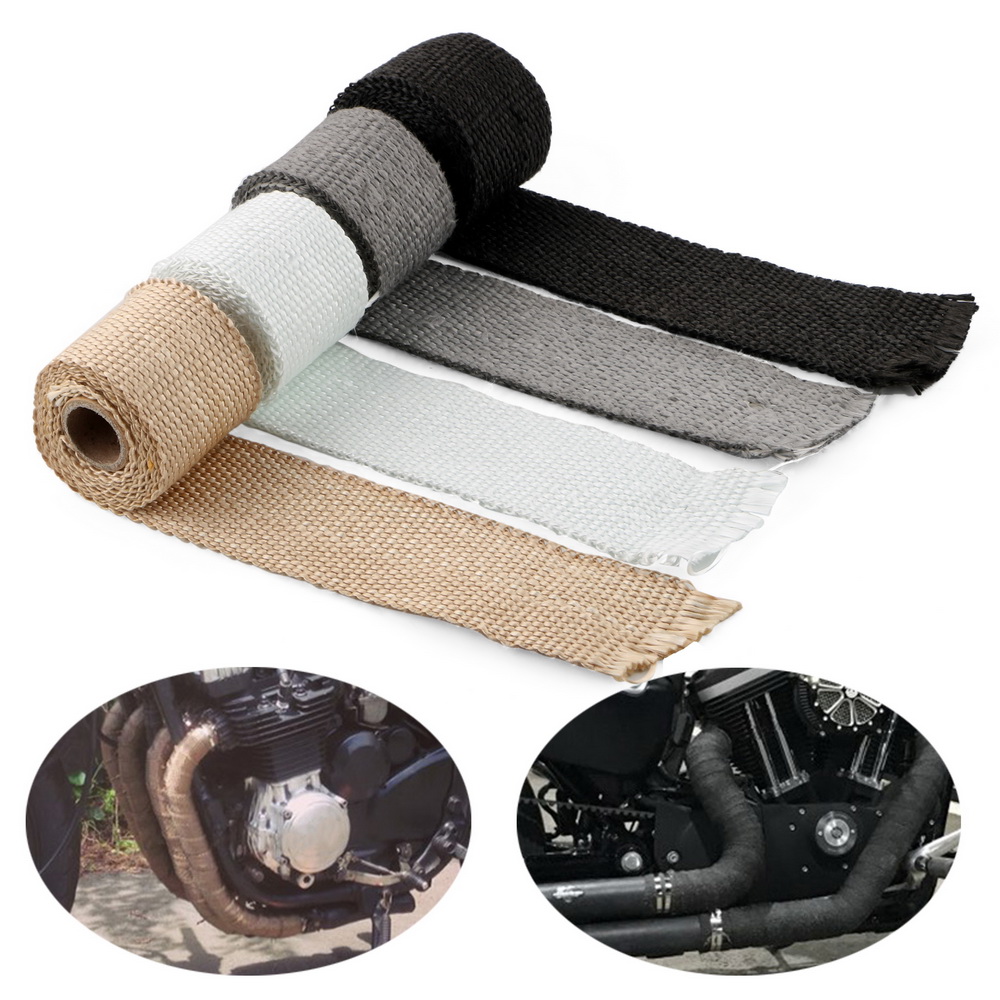 Motorcykel anti-isoleringstape varmeisolerende wrap udstødningsrørledningstape glasfiber 50mm x 1.5m