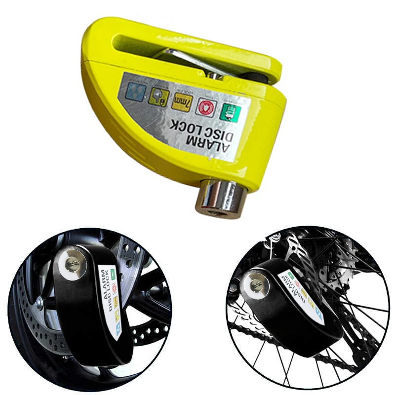 Motorrad Wasserdichtes Alarmschloss Fahrradschloss Sicherheit Diebstahlsicherung Motorrad Rad Scheibenbremse Schloss + Tasche + Erinnerungsseil