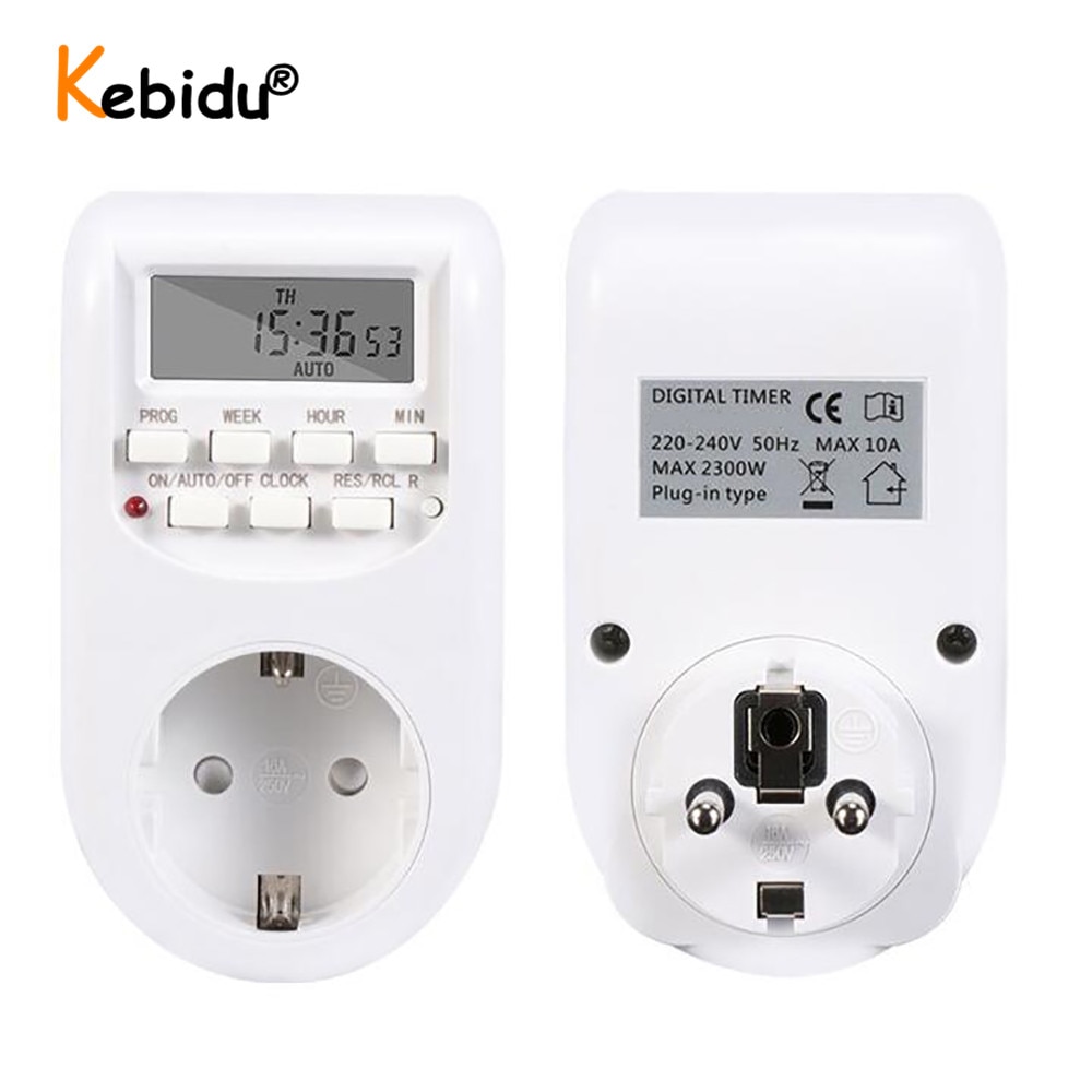 EU Plug Smart Digital Timer Socket Switch Energy Saving Power 230V AC Adjustable Programmable Setting of Clock/On/Off Time