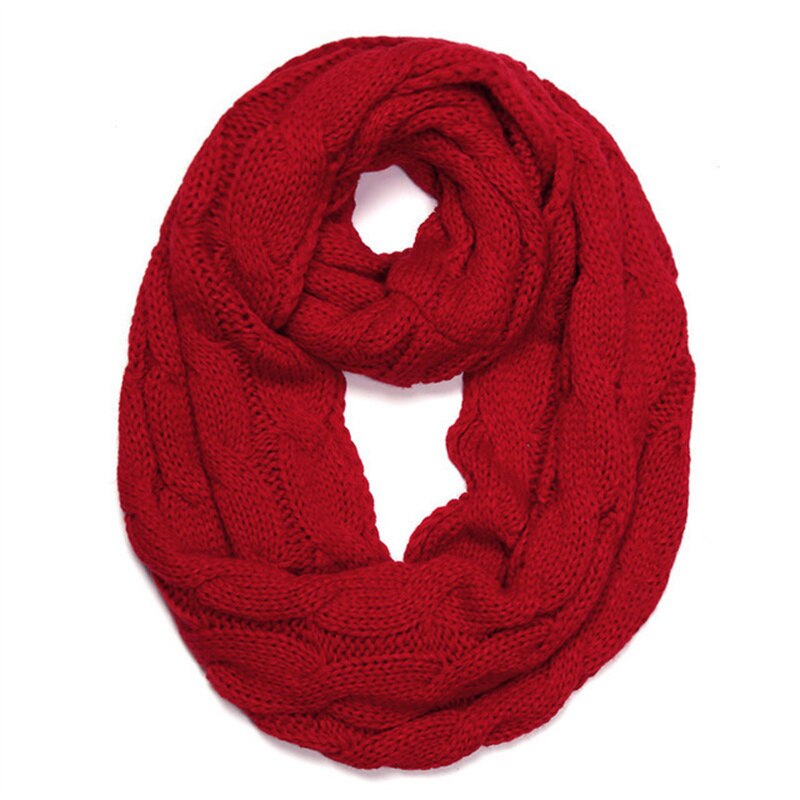 Winter Cable Ring Scarf Women Knitting Infinity Scarves Knitted Warm Neck Circle Scarf Cowl Neck Long Scarf Shawl