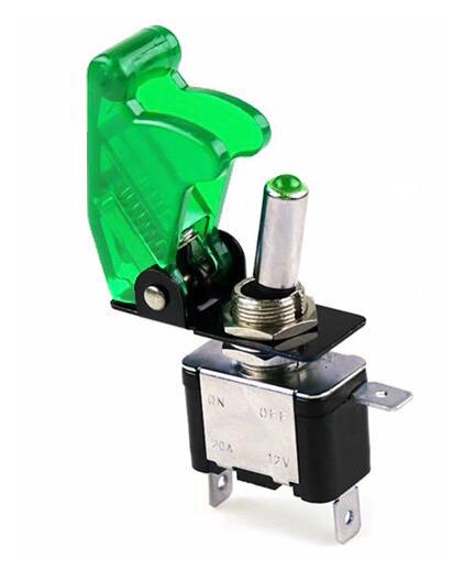 Auto Auto Stiefel Lkw Beleuchtet LED Kippschalter Mit Sicherheit Flugzeug kippen hoch Abdeckung Schutz 12V20A transparent: Grün