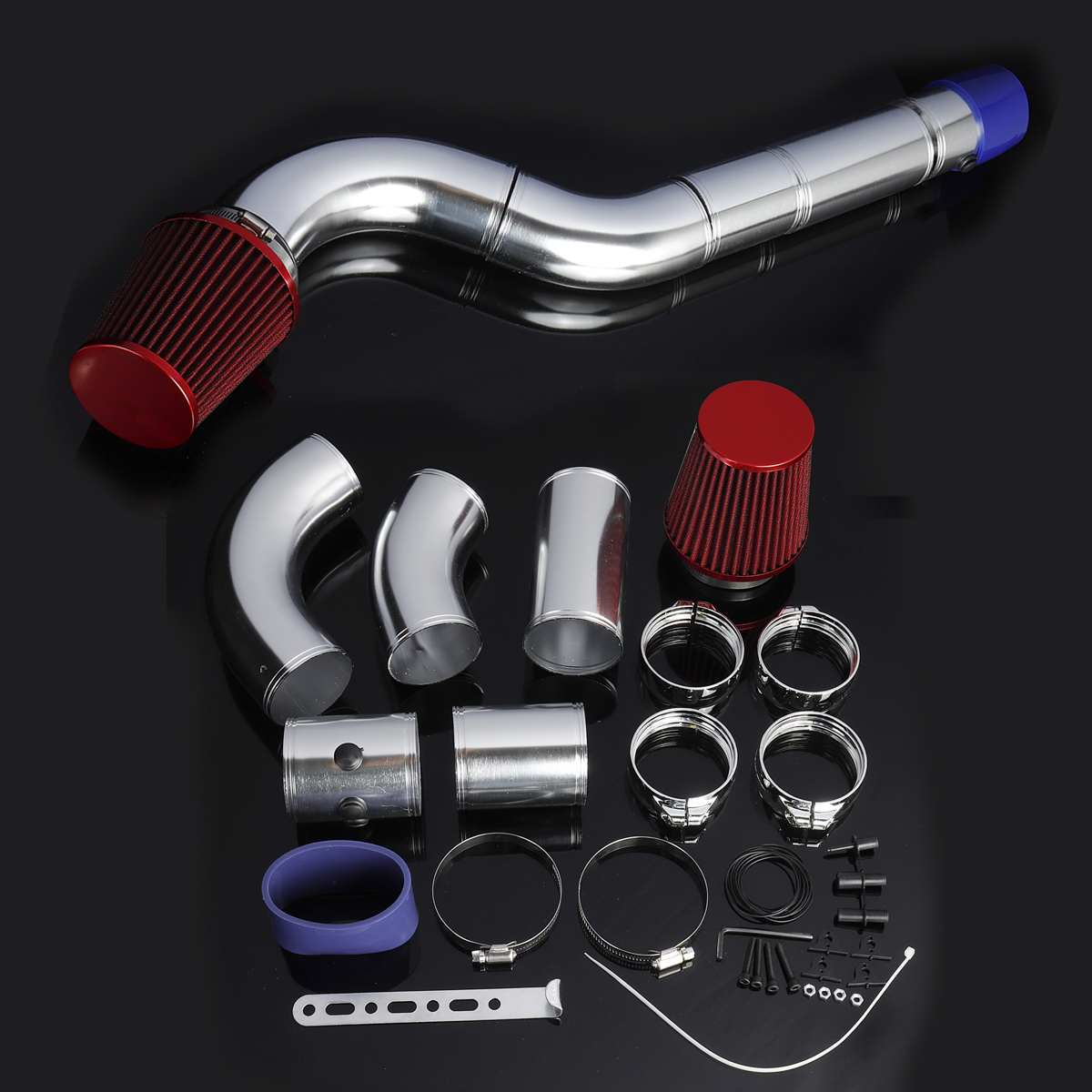 76mm Universal Auto Car Cold Air Intake System 3inch Aluminium Tube Intake Pipe Kit Turbo Direct Cold Air Filter System