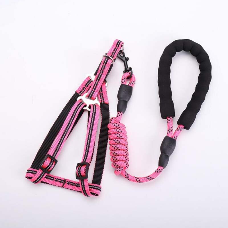 pet supplies traction leash dog chest back leash multicolor braided round rope walk dog leashes: pink / 0.6x120cm