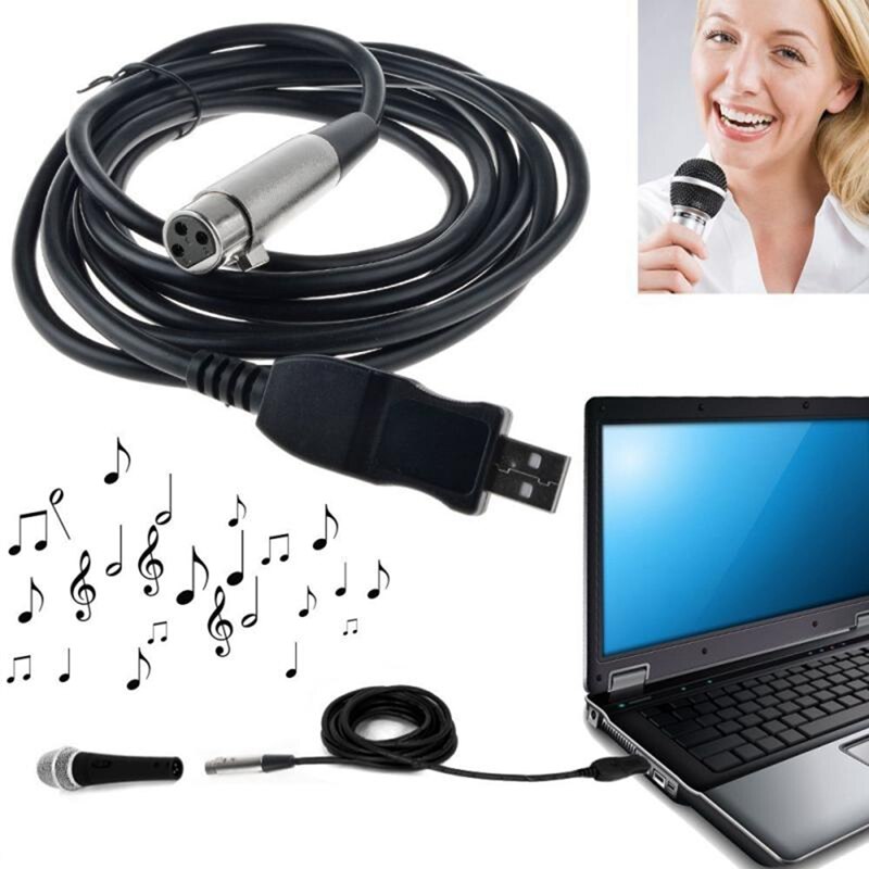 2X 3M USB Male to XLR Female Microphone USB MIC Link Cable