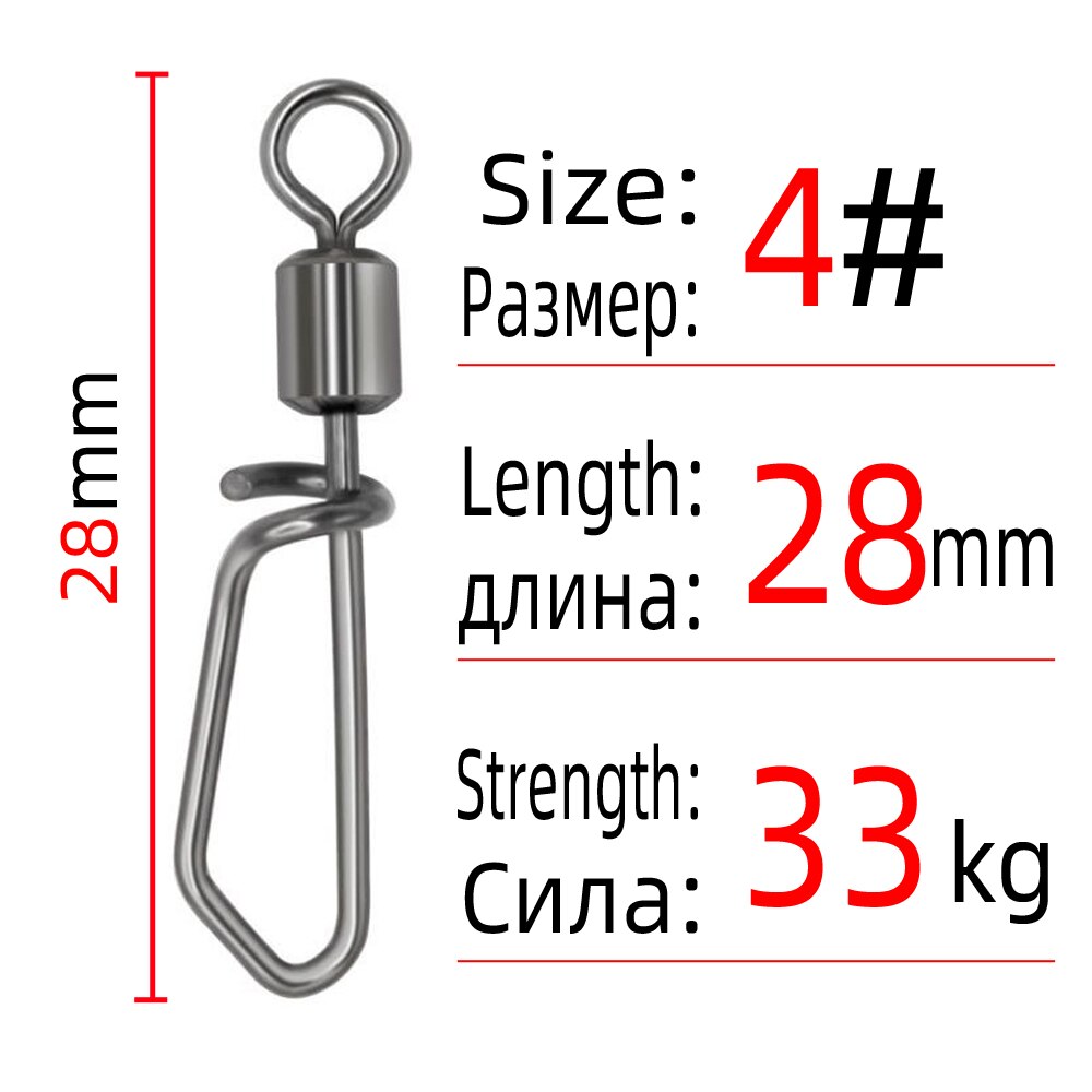 Dndyuju 20 stk fiskeswivels&amp;snapp-kobling tønnesvivler rullende t-form snapp fiskeutstyr fiskeswivel pesc tilbehør: 20 stk størrelse 4