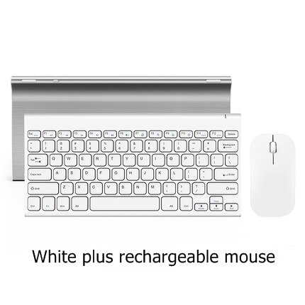 B.O.W HW086 Metal Ultra-Slim Quiet 2.4GHz Portable Wireless Keyboard and Mouse Combo For Desktop, Laptop: White keyboard mouse