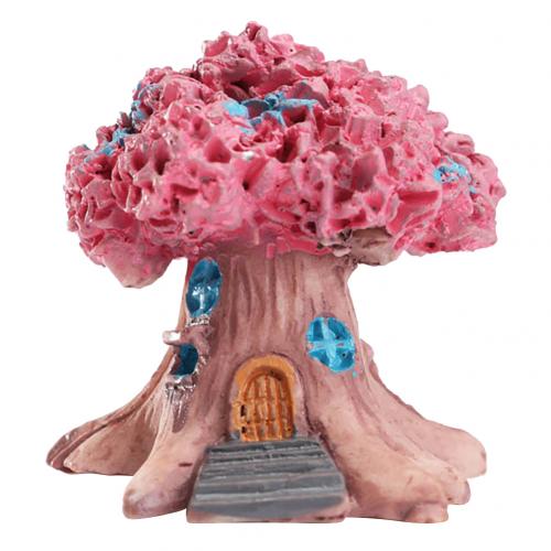 Mini fairy tree house miniatyr trädgård mikro landskap prydnad hantverk dekor: Rosa