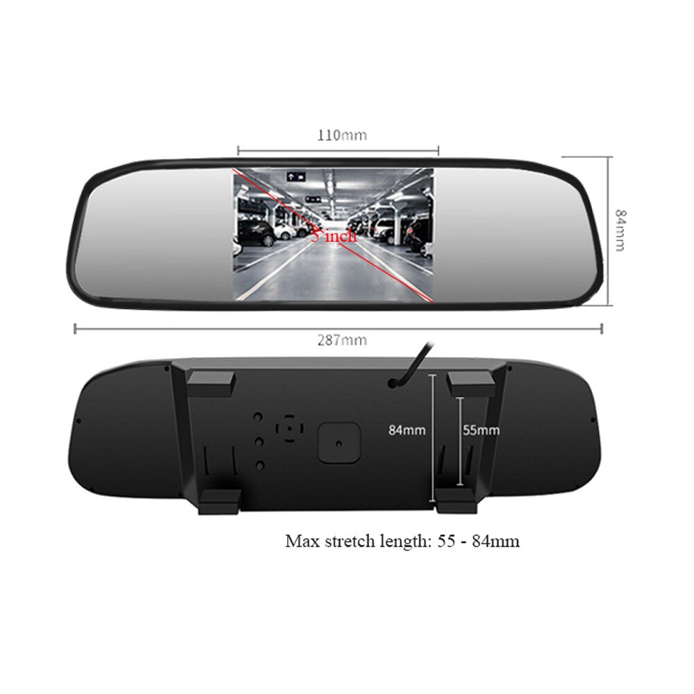 Universal 5 Inch Rearview Mirror with Rear Camera Display