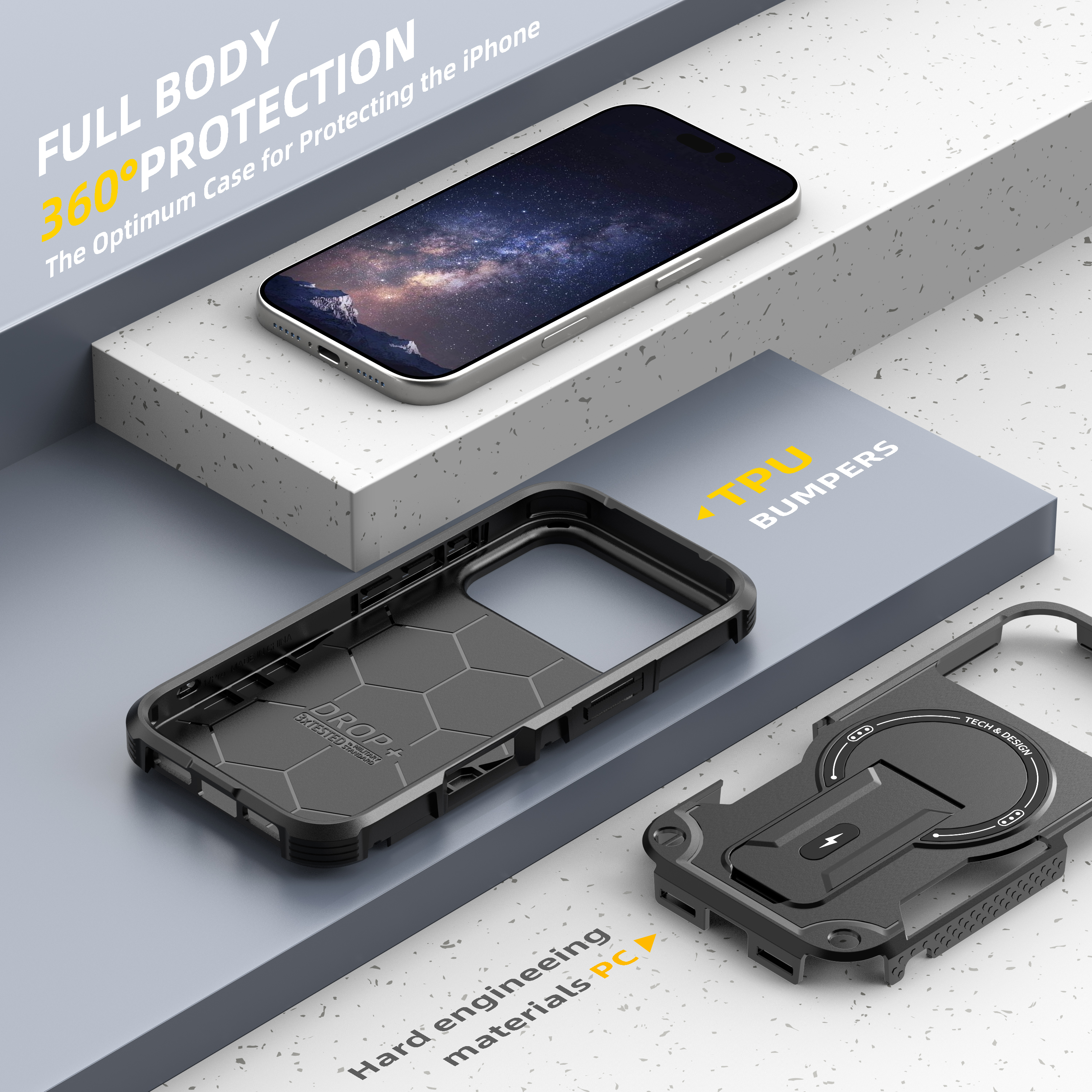 Coque TPU Anti-Choc Compatible IPhone 14 Au 17 Pro Max - Noir - Housse Incluse