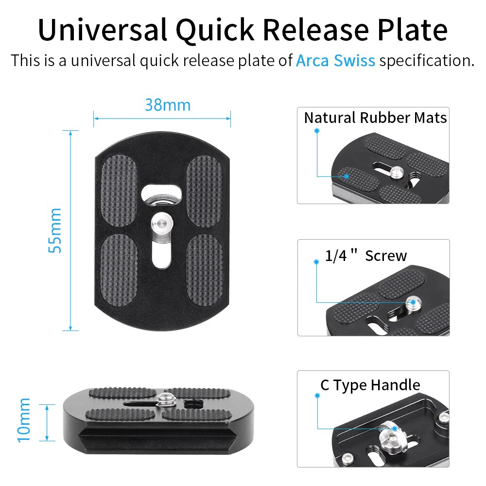 G40/G34 Low Center of Gravity Tripod Ballhead Double Panoramic U Notch Head Add L Quick Release Plate for Monopod DSLR Camera