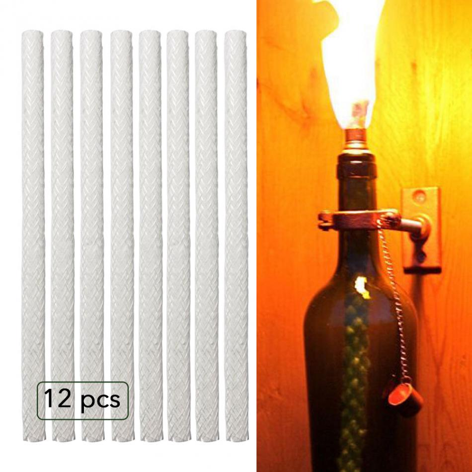 12Pcs Vervanging Glasvezel Tiki Wieken Voor Wijn Fles Tiki Fakkels Patio Verlichting Licht Huis Tuin Decoratie