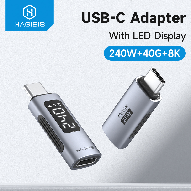Hagibis LED Display 240W USB C Adapter Type C to USB C USB4 Connector 40Gbps 8K@60Hz for Thunderbolt 4/3 iPhone 15 16 Macbook