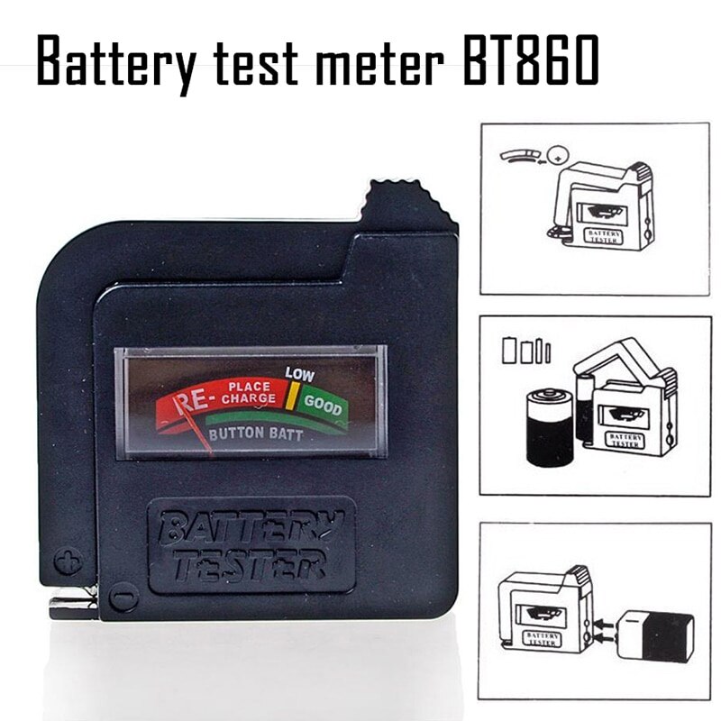 Battery Tester Battery Capacity Checker For AA 9V 1.5V Button Cell Battery Test The Condition Of Your Battery Black: G270906
