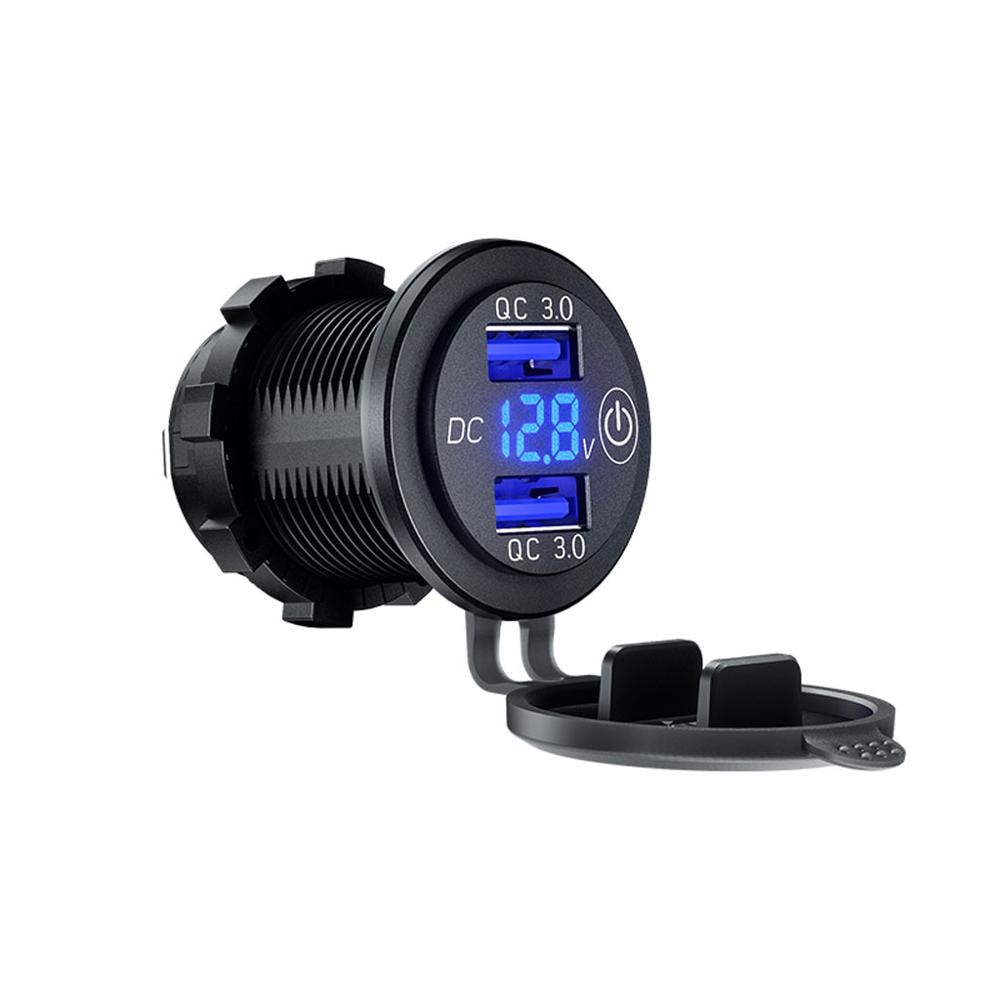 12v usb-  qc3.0 -autoladebuchse mit touch-schalter, led-voltmeter 24v wasserdichtem netzteil für lkw, suv und bootsmotoren