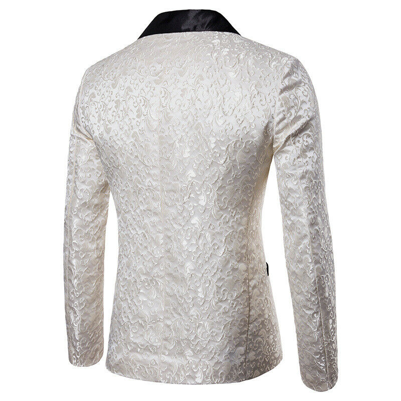 Jacquard Bronzing Bloemen Blazer mannen Pak Jas Toevallige Slanke Formele Een Knop Blazer Mode Casual Bruiloft Jas 2XL