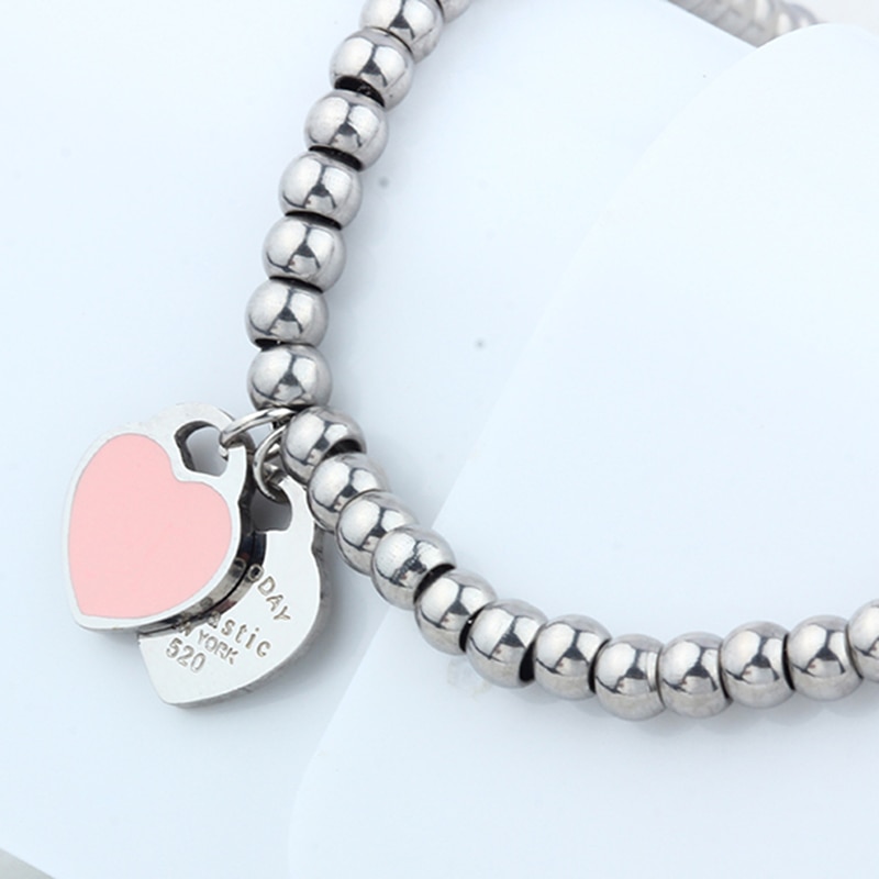 4mm grânulos charme coração pulseira encantos femme feminino amizade armbånd para mulher acessórios de jóias de aço inoxidáve