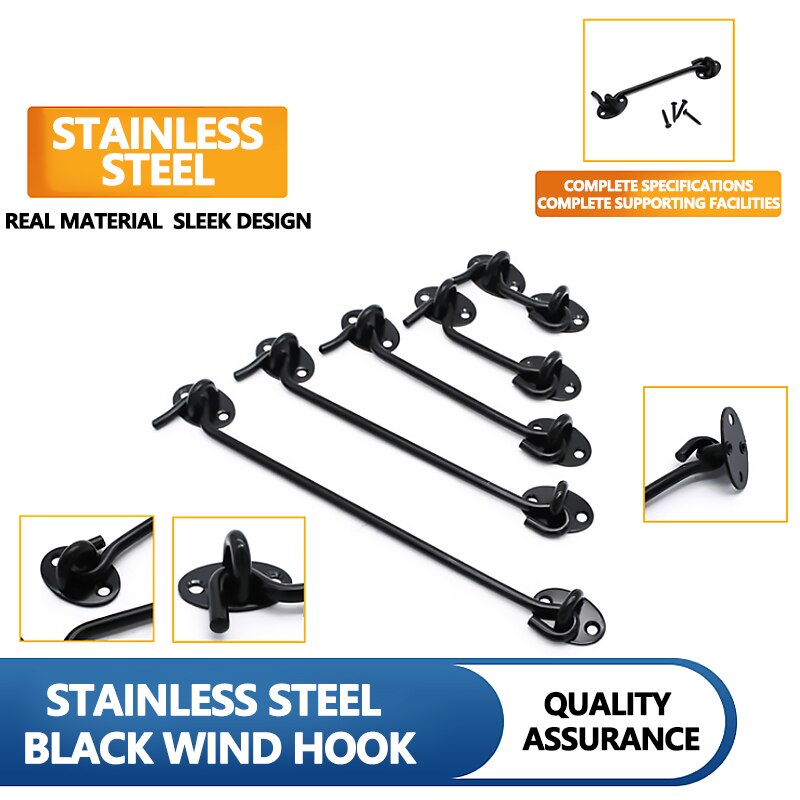 75/100/150mm Cabinet Door Showcase Gate Window Latche Hook Eye WindProof Silent Lock Window windproof hook Wind Brace Cabin Hook