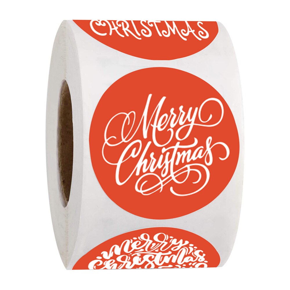 Pegatinas de Feliz Navidad redondas Rojas, pegatinas personalizadas para decoración para de Navidad, etiquetas, para niños, pegatinas de papelería