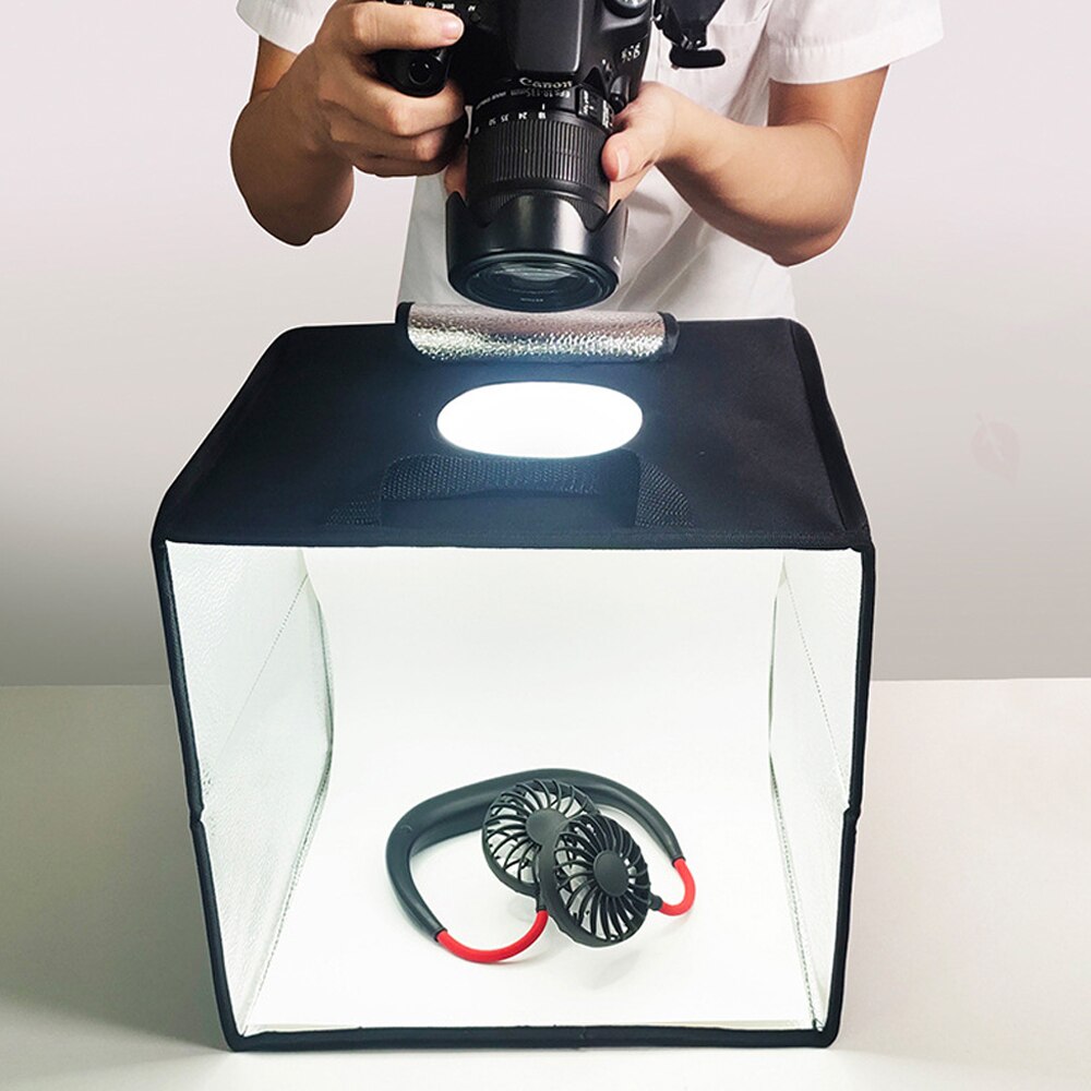 30x30cm Folding Lightbox Adjustable Brightness Portable Ring LED Photography Lighting Softbox Shooting Tent Box Kit 6 Backdrops