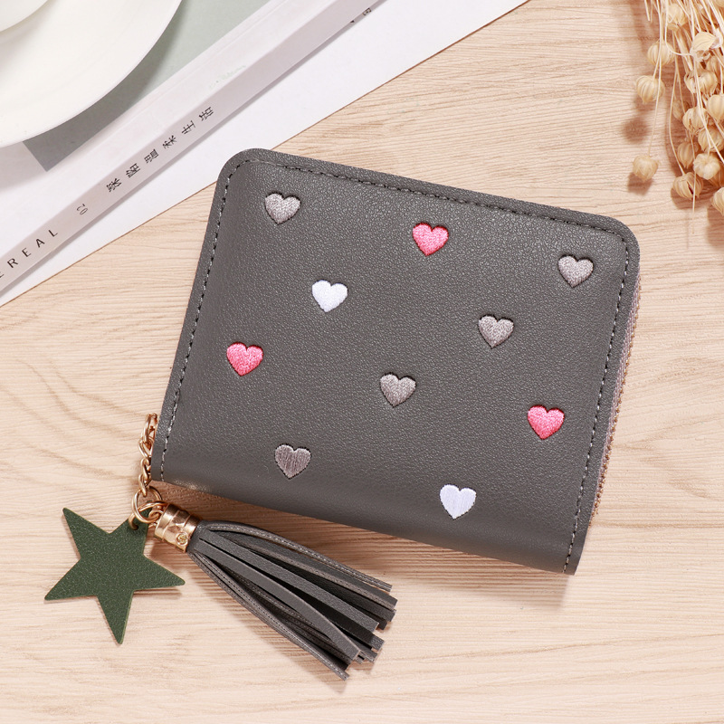 Women Small Wallet Ladies Mini Tassel Wallet Cute Girl Short Zipper Lovely Pu Leather Coin Purse Female Hand Wallet Cartera: Gold