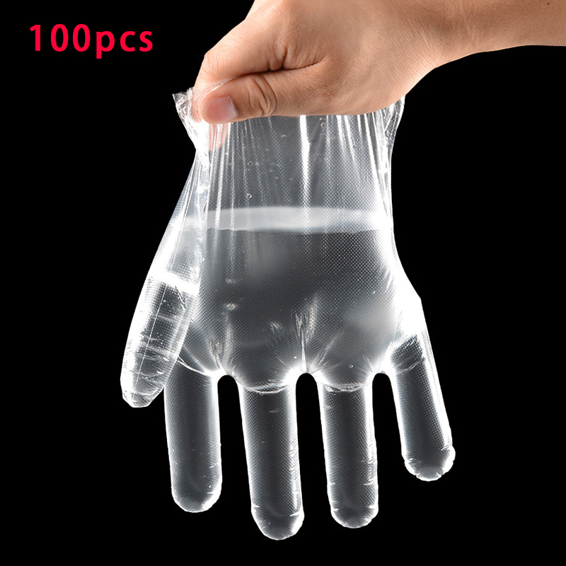 100Pcs Clear Wegwerphandschoenen Transparante Plastic Gezondheid Handschoenen Latex Gratis Voedsel Prep Veilig Handschoen Voor Koken Schoonmaken Bbq